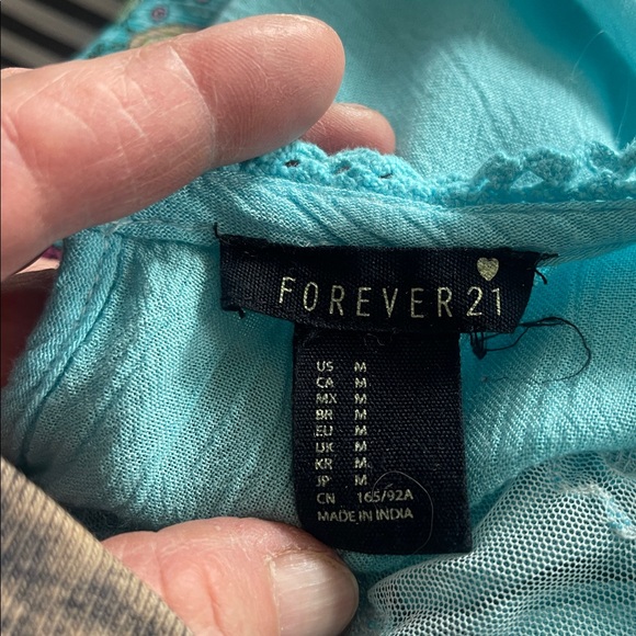 Upcycled Turquoise Boho Maxi Dress with LacyTop & Paisley Ruffled Skirt, Size M - Picture 2 of 11